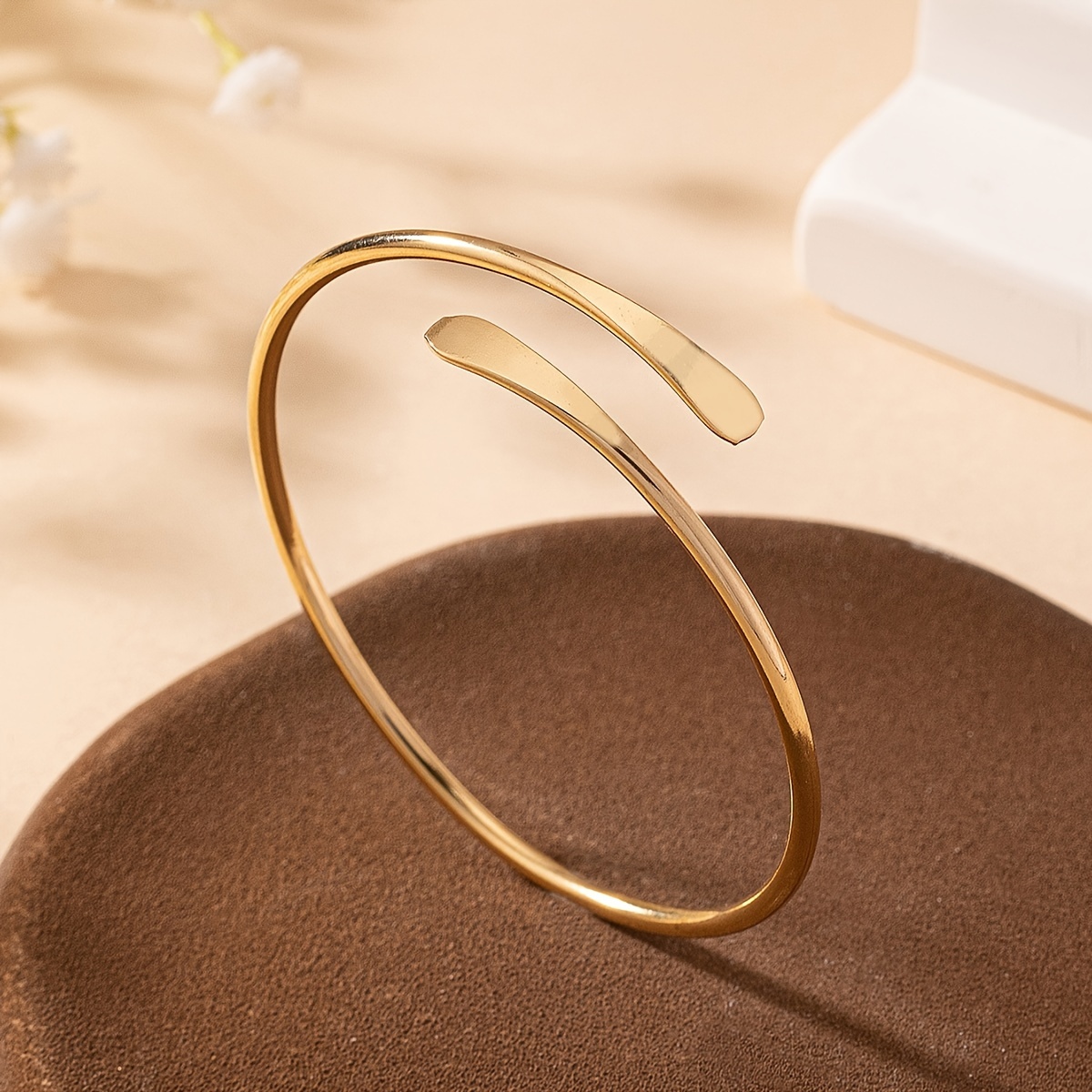 Minimalist Golden Open Cuff Bracelet Flat Ends Versatile Accessory